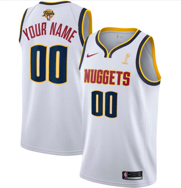 Men's Denver Nuggets Active Player Custom White 2023 Finals Champions Association Edition Stitched Basketball Jersey