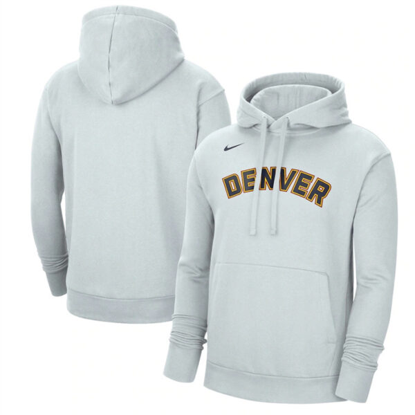 Men's Denver Nuggets White 2022 23 City Edition Essential Pullover Hoodie