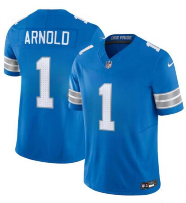 Men's Detroit Lions #1 Terrion Arnold New Blue 2024 Draft F.U.S.E. Vapor Limited Stitched Jersey