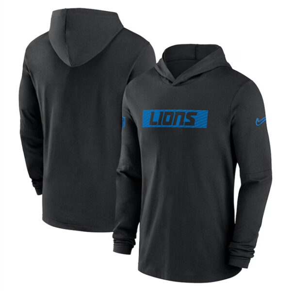 Men's Detroit Lions Black Sideline Performance Hoodie