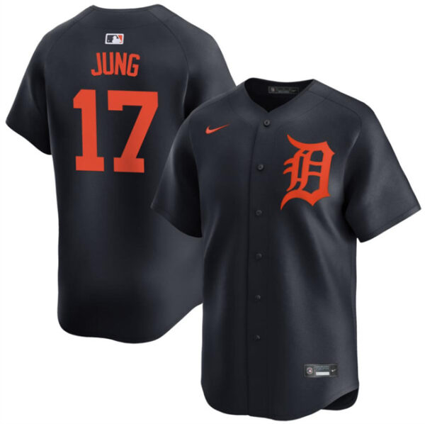 Men's Detroit Tigers #17 Jace Jung Black 2024 Alternate Limited Stitched Baseball Jersey