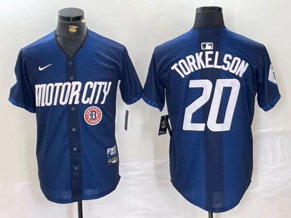 Men's Detroit Tigers #20 Spencer Torkelson 2024 Navy City Connect Cool Base Limited Jerseys