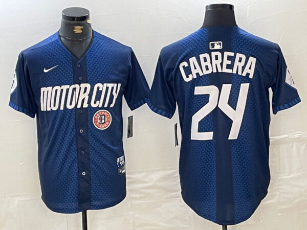 Men's Detroit Tigers #24 Miguel Cabrera 2024 Navy City Connect Cool Base Limited Stitched Jerseys