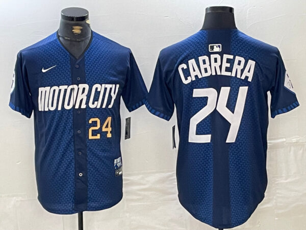 Men's Detroit Tigers #24 Miguel Cabrera 2024 Navy City Connect Cool Base Limited Stitched jerseys