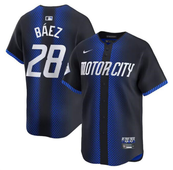 Men's Detroit Tigers #28 Javier Báez 2024 Navy City Connect Cool Base Limited Jersey