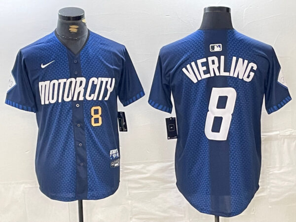 Men's Detroit Tigers #8 Matt Vierling 2024 Navy City Connect Cool Base Limited Stitched Jerseys