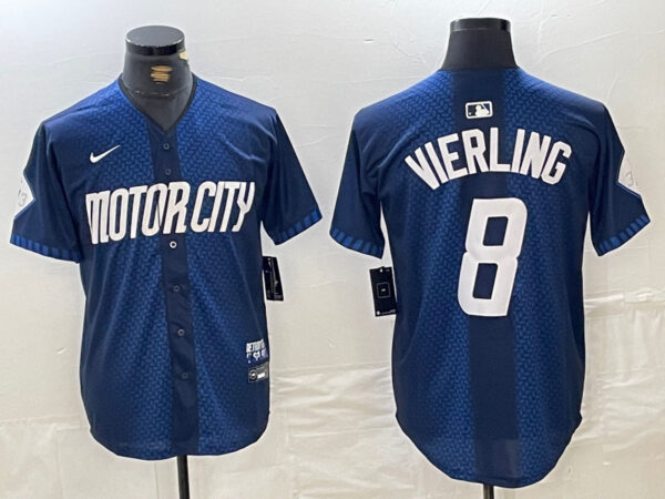 Men's Detroit Tigers #8 Matt Vierling 2024 Navy City Connect Cool Base Limited Stitched Jerseys