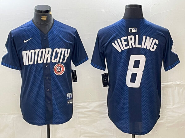 Men's Detroit Tigers #8 Matt Vierling 2024 Navy City Connect Cool Base Limited Stitched jerseys