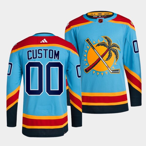 Men's Florida Panthers Custom Blue 2022 Reverse Retro Stitched Jersey