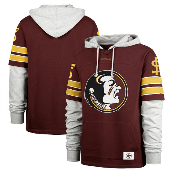 Men's Florida State Seminoles Red 2024 '47 Blitz Cornerback Lacer Pullover Hoodie