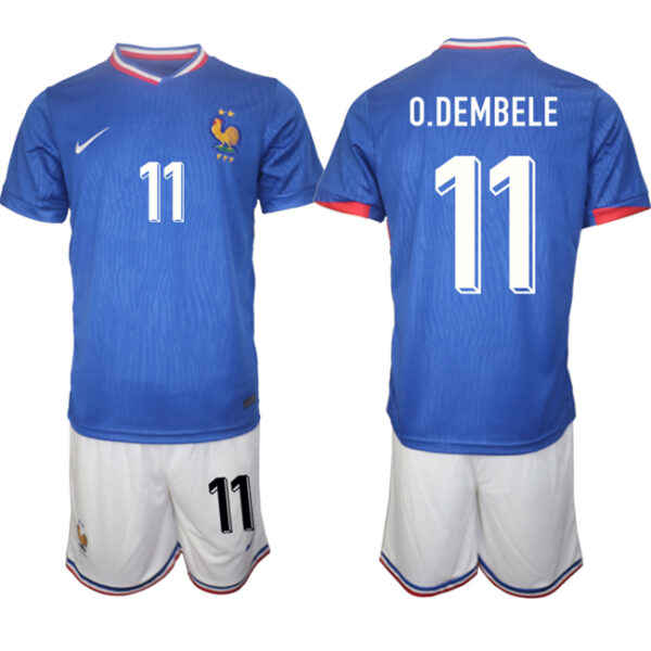 Men's France #11 Ousmane Dembele Blue 2024-25 Home Soccer Jersey