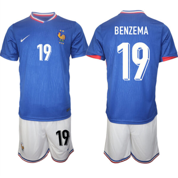 Men's France #19 Karim Benzema Blue 2024-25 Home Soccer Jersey