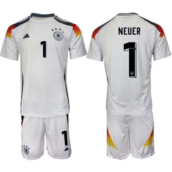 Men's Germany #1 Manuel Neuer White 2024-25 Home Soccer Jersey