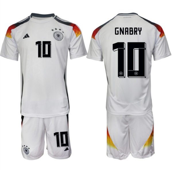 Men's Germany #10 Serge Gnabry White 2024-25 Home Soccer Jersey