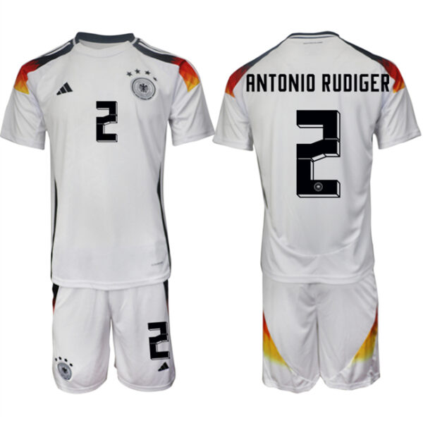 Men's Germany #2 Antonio Rudiger White 2024-25 Home Soccer Jersey