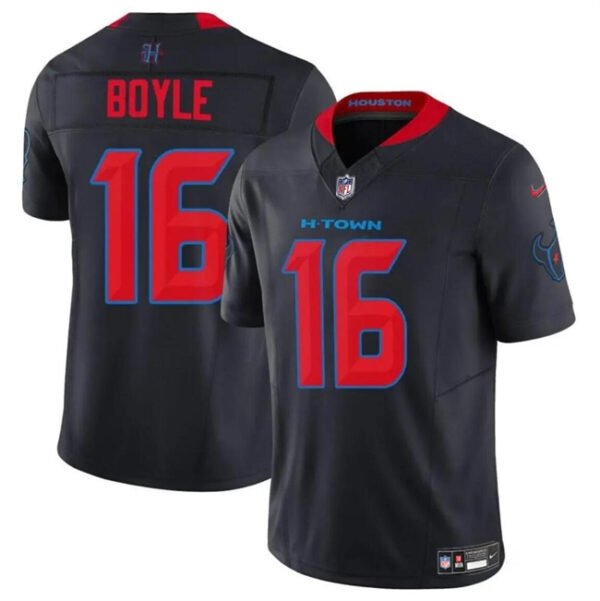 Men's Houston Texans #16 Tim Boyle Navy 2024 2nd Alternate F.U.S.E Vapor Stitched Jersey