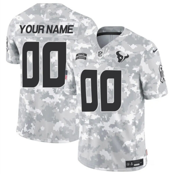 Men's Houston Texans Active Player Custom 2024 F.U.S.E Arctic Camo Salute To Service Limited Stitched Football Jersey