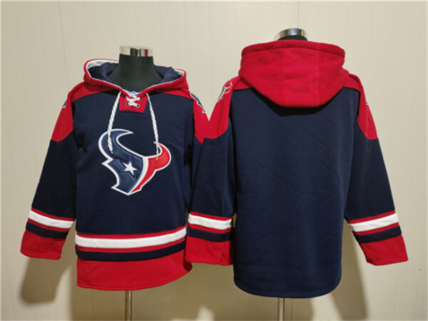 Men's Houston Texans Blank Navy Ageless Must-Have Lace-Up Pullover Hoodie