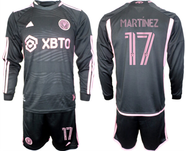 Men's Inter Miami CF #17 Martínez 2023 24 Black Away Soccer Jersey Suit