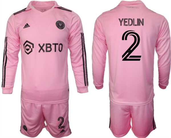 Men's Inter Miami CF #2 Yedlyn 2023 24 Pink Home Soccer Jersey Suit