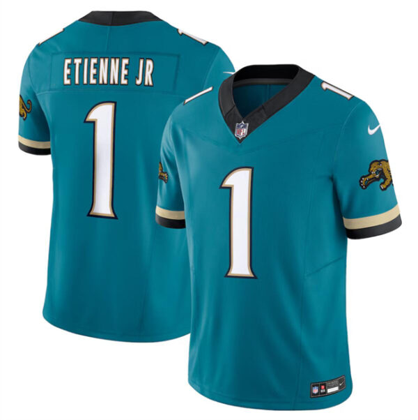 Men's Jacksonville Jaguars #1 Travis Etienne JR Teal 2024 F.U.S.E. Prowler Throwback Vapor Limited Stitched Football Jersey