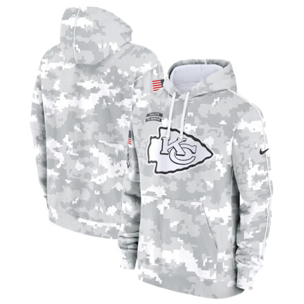 Men's Kansas City Chiefs 2024 Arctic Camo Salute To Service Club Fleece Pullover Hoodie