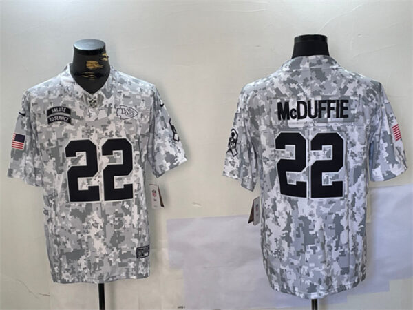 Men's Kansas City Chiefs #22 Trent McDuffie 2024 F.U.S.E Arctic Camo Salute To Service Limited Stitched Football Jersey