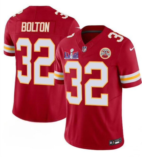 Men's Kansas City Chiefs #32 Nick Bolton Red F.U.S.E. Super Bowl LVIII Patch Vapor Untouchable Limited Stitched Football Jersey