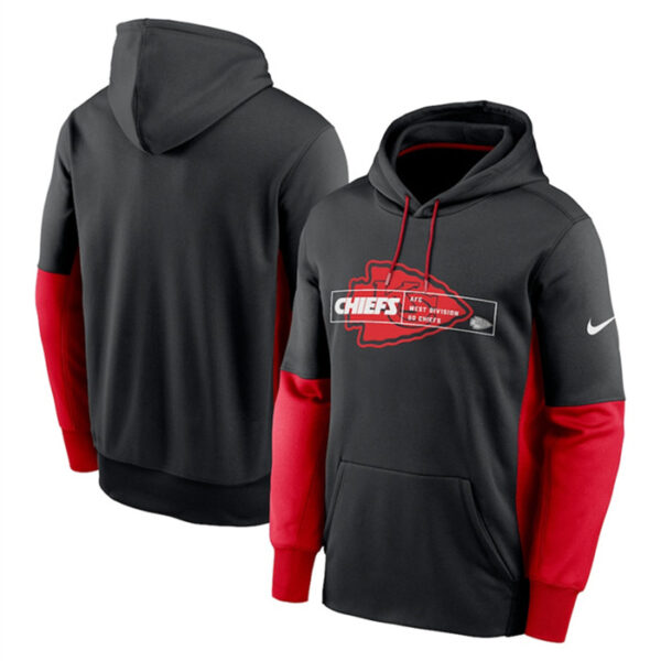 Men's Kansas City Chiefs Black Color Block Fleece Performance Pullover Hoodie