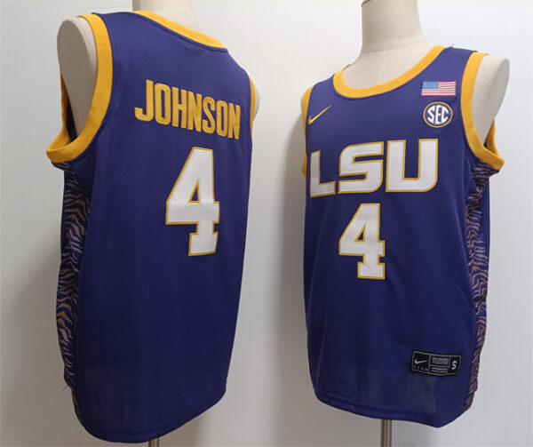 Men's LSU Tigers #4 Flau'Jae Johnson Purple Stitched Baseball Jersey