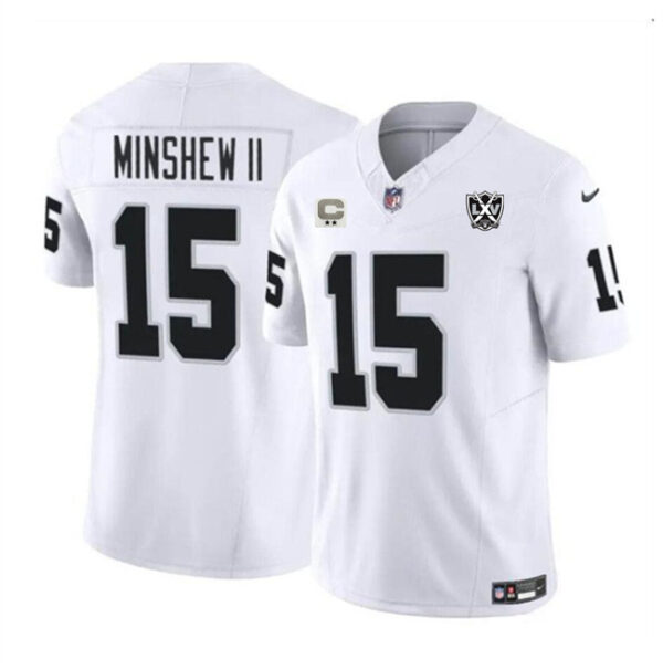 Men's Las Vegas Raiders #15 Gardner Minshew II White 2024 F.U.S.E 65th Anniversary Patch Vapor Stitched Football Jersey