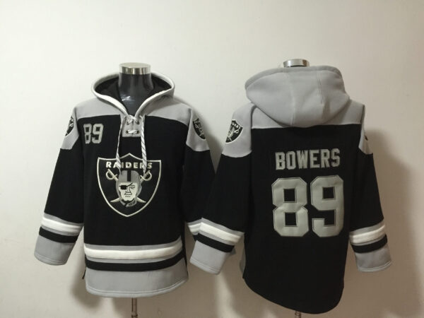 Men's Las Vegas Raiders #89 Brock Bowers Black Ageless Must-Have Lace-Up Pullover Hoodie