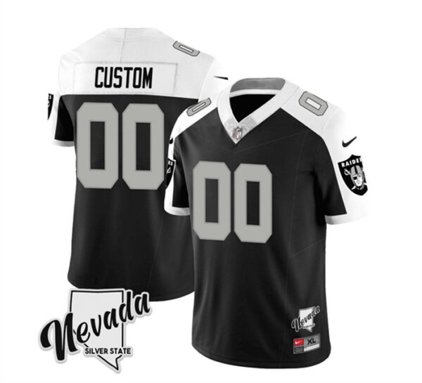 Men's Las Vegas Raiders Active Player Custom Black White 2023 F.U.S.E Nevada Silver Stat Stitched Football Jersey