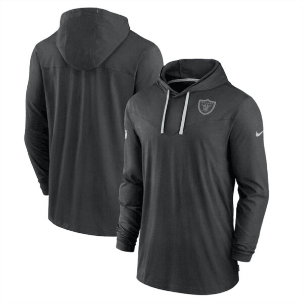 Men's Las Vegas Raiders Black Sideline Pop Performance Pullover Long Sleeve Hoodie T-Shirt