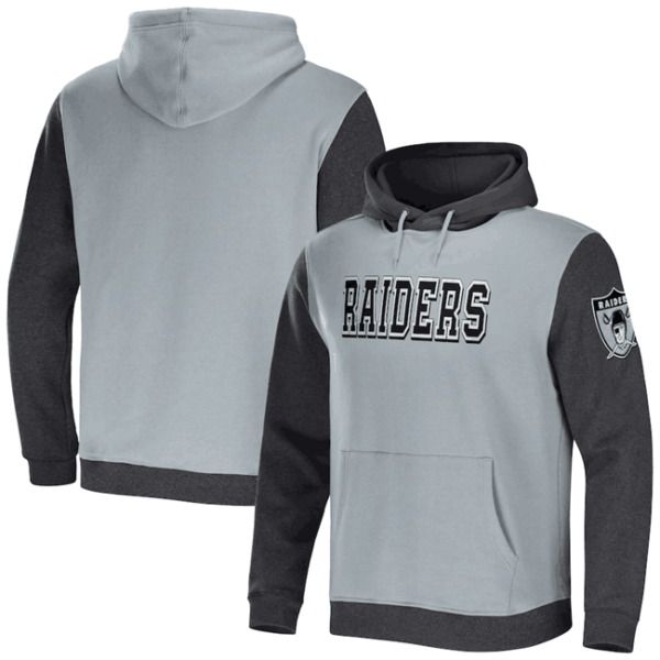 Men's Las Vegas Raiders X Darius Rucker Collection Gray Charcoal Colorblock Pullover Hoodie