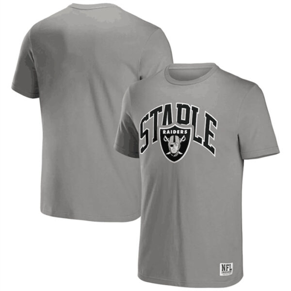 Men's Las Vegas Raiders X Staple Grey Logo Lockup T-Shirt