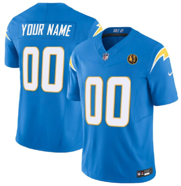 Men's Los Angeles Chargers Active Player Custom Light Blue 2023 F.U.S.E. With John Madden Patch Vapor Limited Stitched Football Jersey