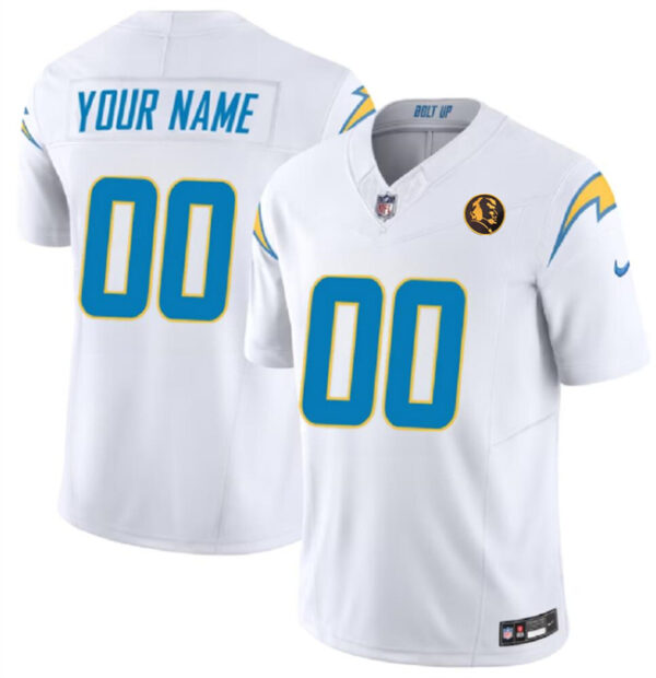 Men's Los Angeles Chargers Active Player Custom White 2023 F.U.S.E. With John Madden Patch Vapor Limited Stitched Football Jersey