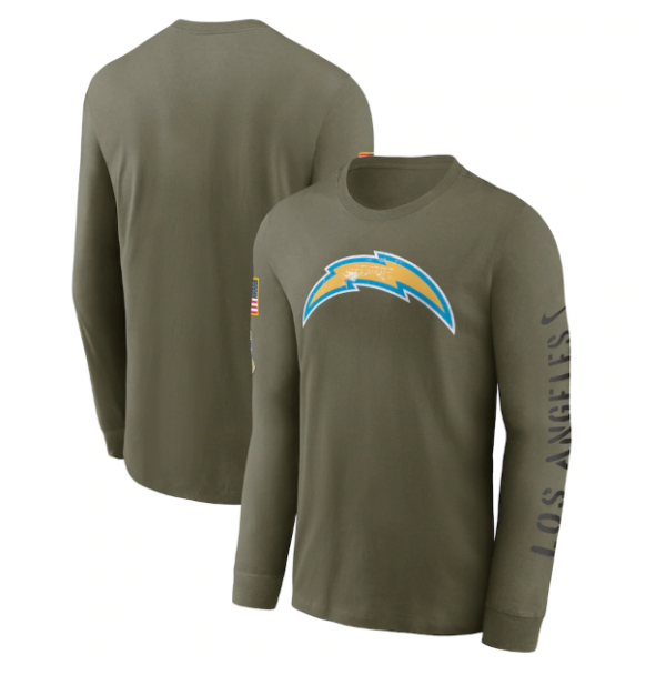 Men's Los Angeles Chargers Olive 2022 Salute To Service Long Sleeve T-Shirt