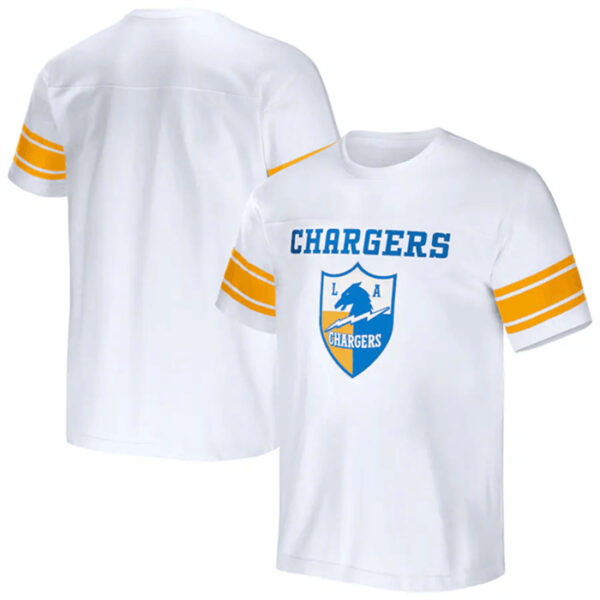 Men's Los Angeles Chargers White X Darius Rucker Collection Football Striped T-Shirt