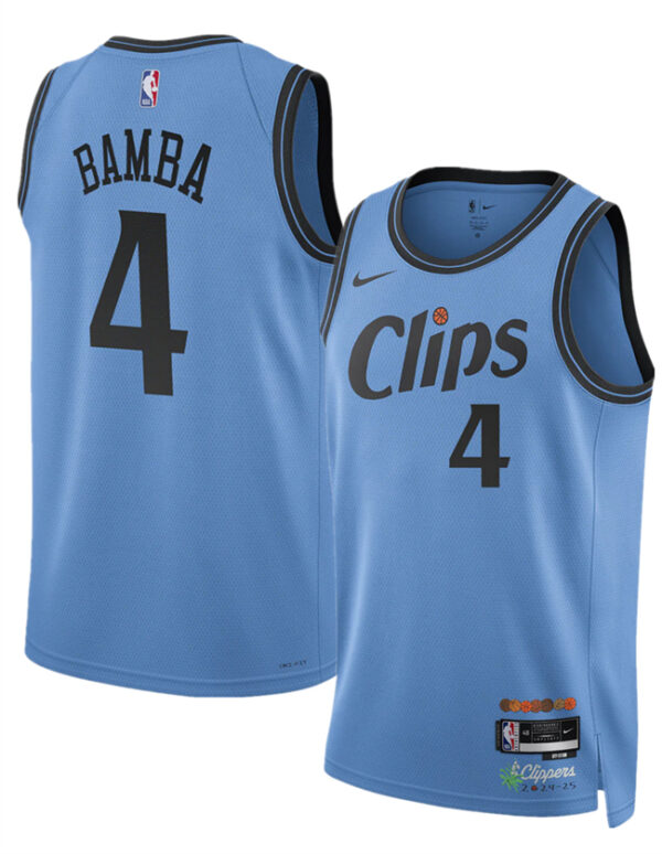 Men's Los Angeles Clippers #4 Mo Bamba Light Blue 2024 25 CityEdition Stitched Jersey