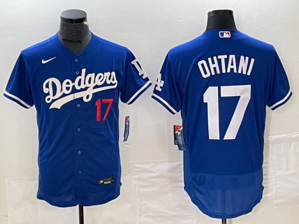 Men's Los Angeles Dodgers #17 Shohei Ohtani Blue Flex Base Stitched Baseball JerseyS