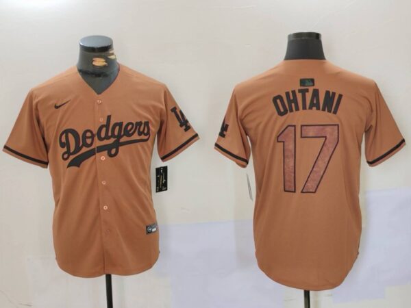 Men's Los Angeles Dodgers #17大谷翔平 Brown Cool Base Stitched Baseball Jerseys