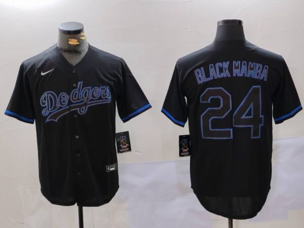 Men's Los Angeles Dodgers #24 'Black Mamba' Black Cool Base Stitched Baseball Jerseys