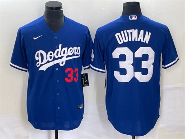 Men's Los Angeles Dodgers #33 James Outman Royal Cool Base Stitched Baseball Jersey