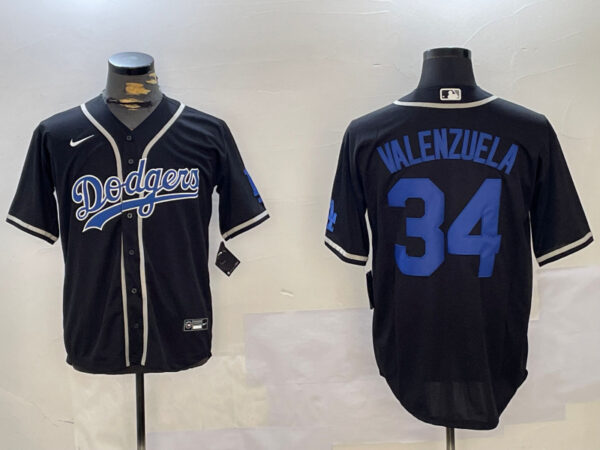 Men's Los Angeles Dodgers #34 Toro Valenzuela Black 2024 World Series Cool Base Stitched Baseball Jerseys