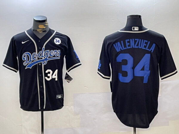 Men's Los Angeles Dodgers #34 Toro Valenzuela Black 2024 World Series Cool Base Stitched Baseball Jerseys