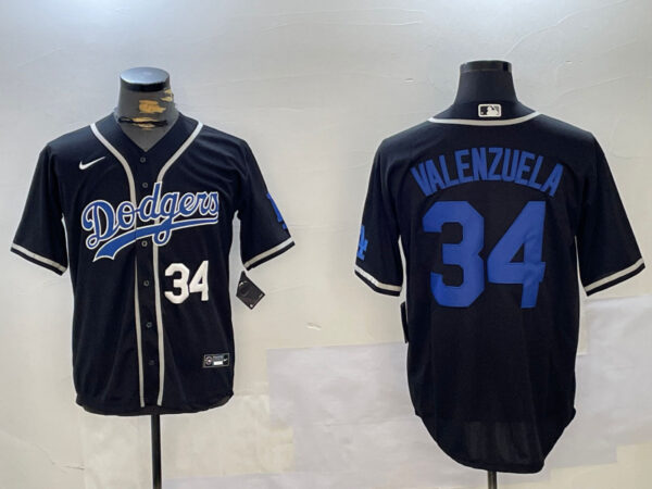 Men's Los Angeles Dodgers #34 Toro Valenzuela Black 2024 World Series Cool Base Stitched Baseball Jerseys