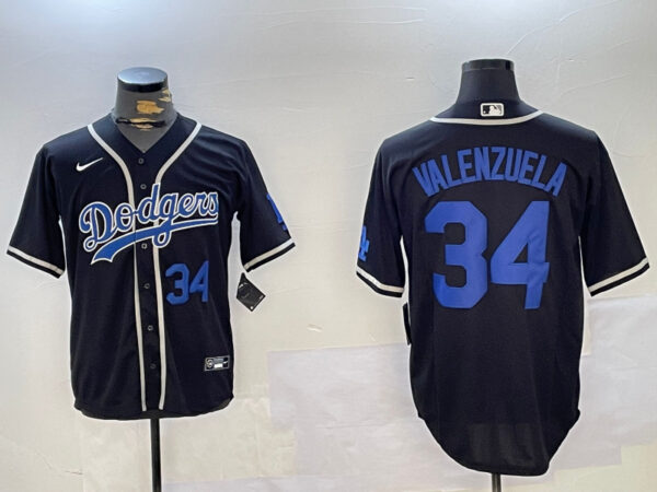 Men's Los Angeles Dodgers #34 Toro Valenzuela Black 2024 World Series Cool Base Stitched Baseball Jerseys