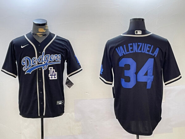 Men's Los Angeles Dodgers #34 Toro Valenzuela Black 2024 World Series Cool Base Stitched Baseball Jerseys